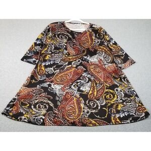Southern Charm Tunic Top Women's XL Extra Large Paisley 3/4 Sleeve Stretch Boho